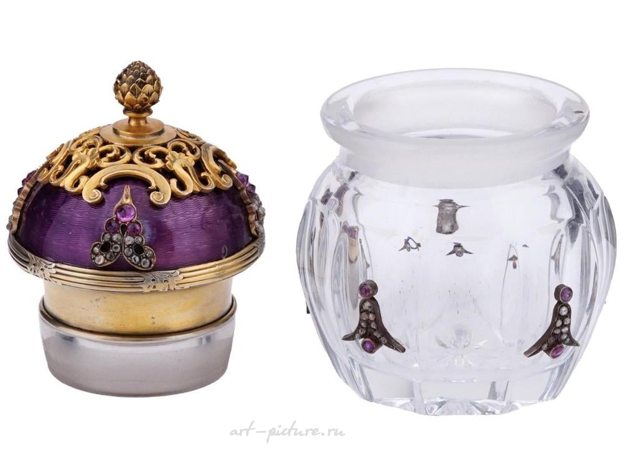 Русское серебро , Русская декоративная бутылка или флакон с позолоченной серебряной крышкой