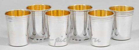 Шесть серебряных винных бокалов, 20 век, немецкое серебро
