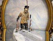 Авторская скульптура из камня Рыбак их цветных полудрагоценных камней