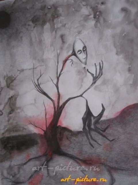 Дерево акварель,карандаш,акварельная бумага 