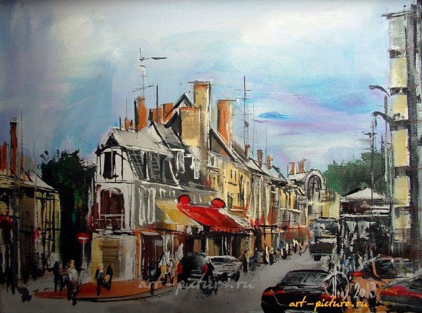 Город Вьерзон (Франция) акрил,холст