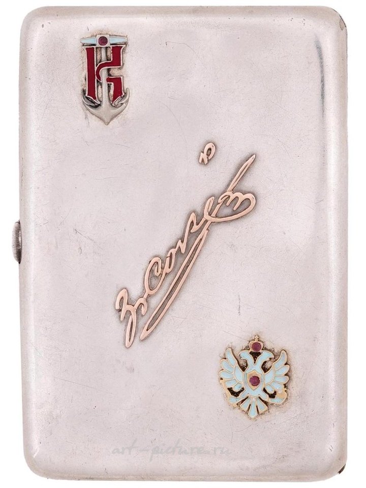 Русское серебро , Серебряный позолоченный и ниелловый сигаретный кейс