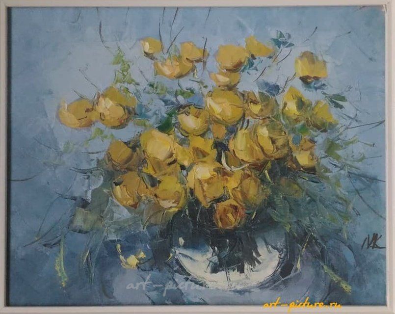 Купальницы масло, холст 