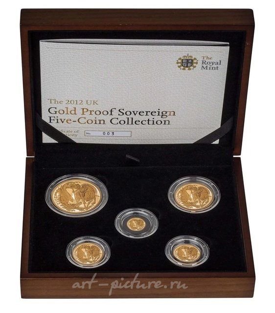 Соверен 2012 год Специальный выпуск Proof 2012 Full Gold Proof Sovereign 5-Coin Set