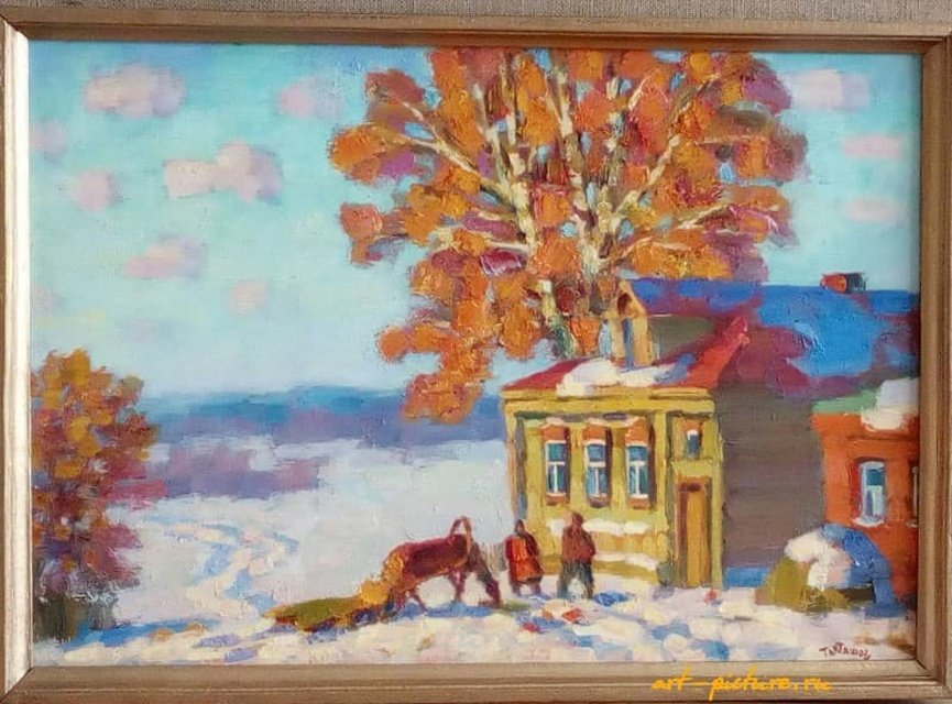 Дом на окраине деревни Холст, масло 