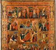 Икона праздника. Россия, конец XIX века. Темпера на дереве.