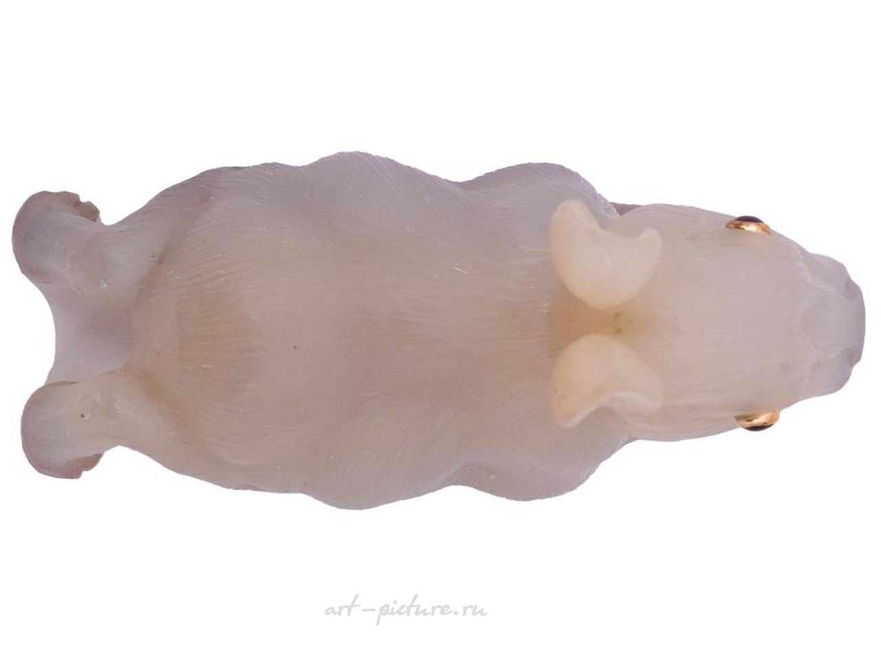 Русское серебро , Русская резная фигурка кролика из халцедона, выполненная вручную