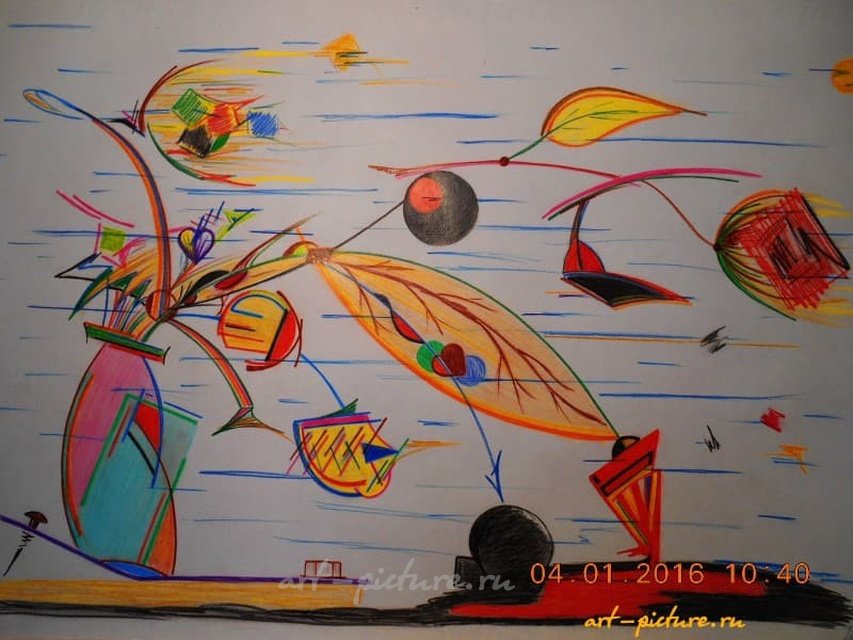 Осенний ветер бумага, карандаш 