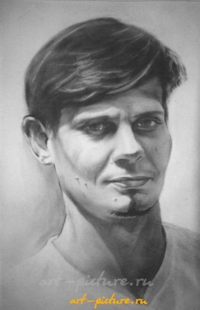 自画像 纸，油画，干画笔