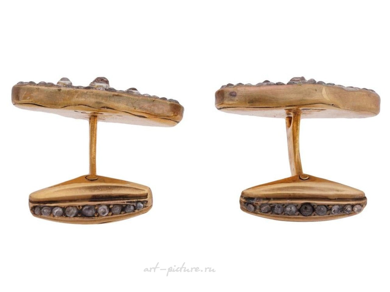 Russian silver , RUSSIAN GILT SILVER ENAMEL DIAMOND CUFFLINKS IOB