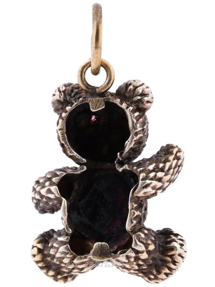 Russian silver , RUSSIAN 88 SILVER GILT AND RUBY TEDDY BEAR PENDANT