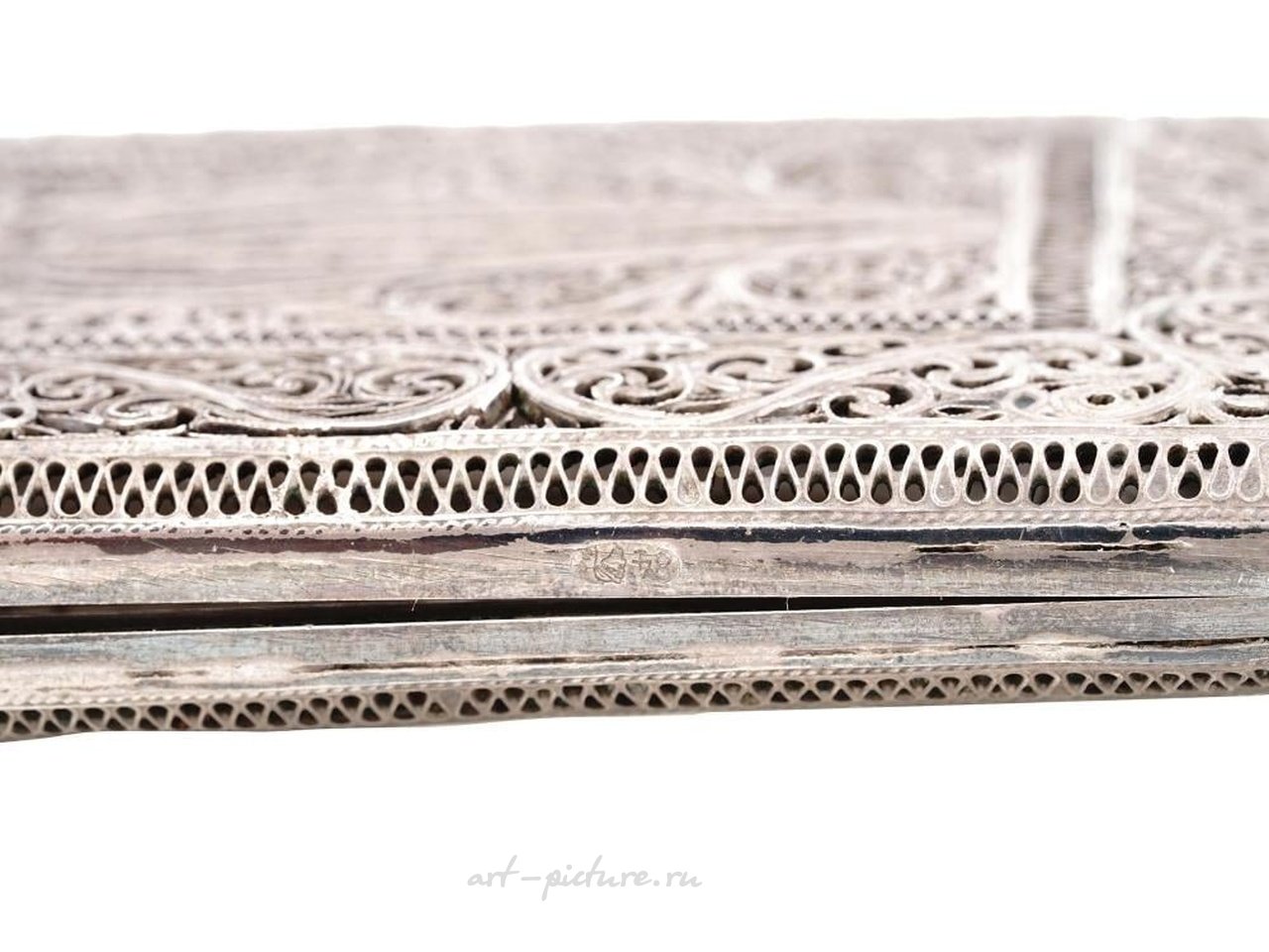 Русское серебро , Императорский русский серебряный филигранный чехол для сигарет