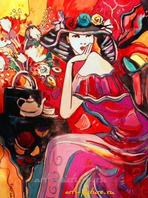 Чаепитие масло, холст 