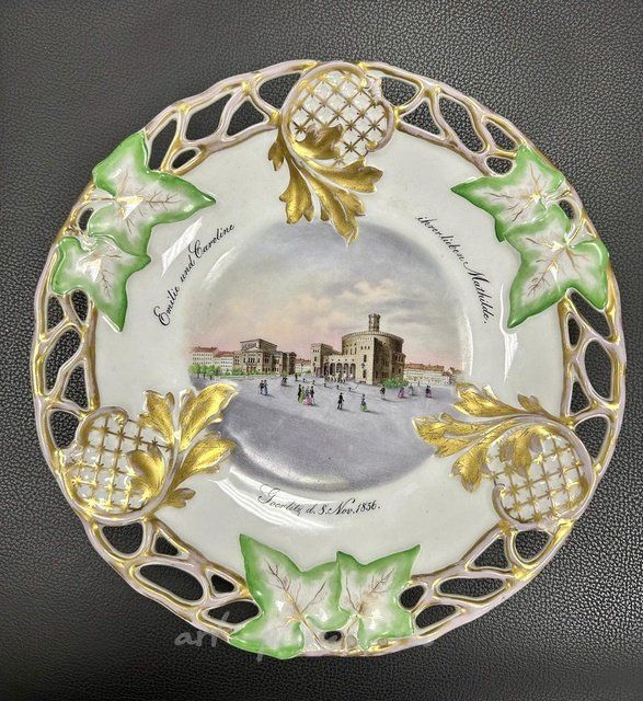 Тарелка KPM с архитектурным пейзажем Гёрлиц Кайзертруц Görlitz Kaisertrutz 1856