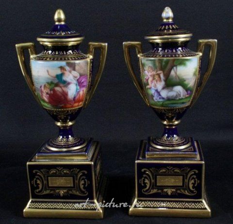 Royal Vienna, Крытые вазы из королевского венского фарфора