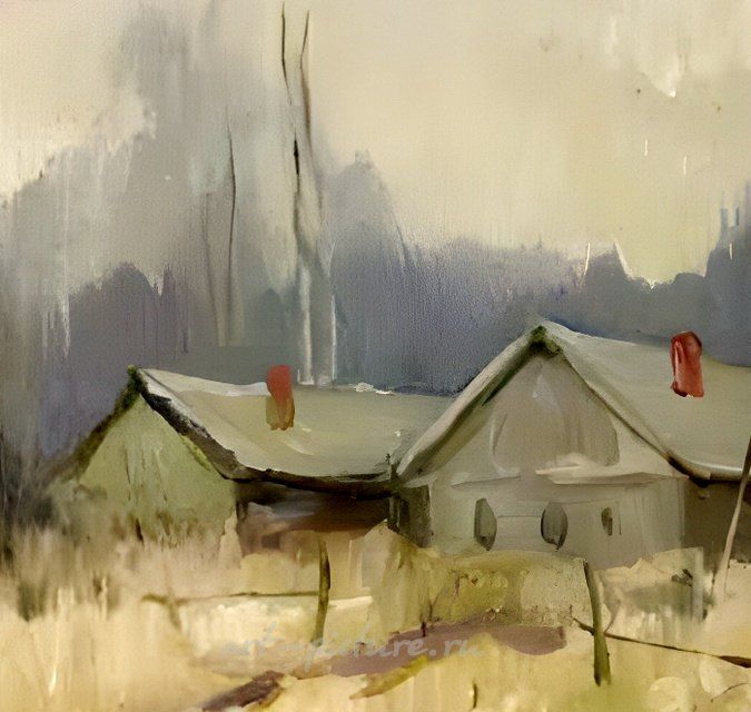 Весна. Этюд с козой. ДВП, масло. 41 х 57 см.