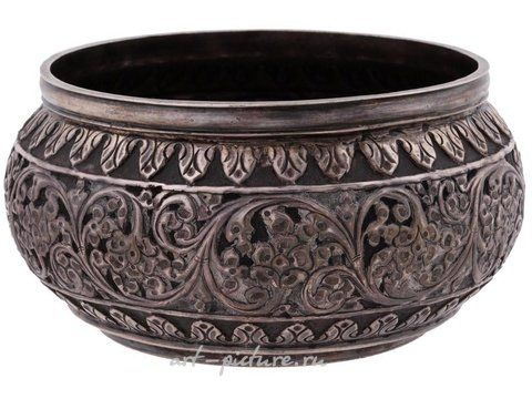 Русское серебро, Антикварная русская еврейская ручная выгравированная серебряная водная чаша