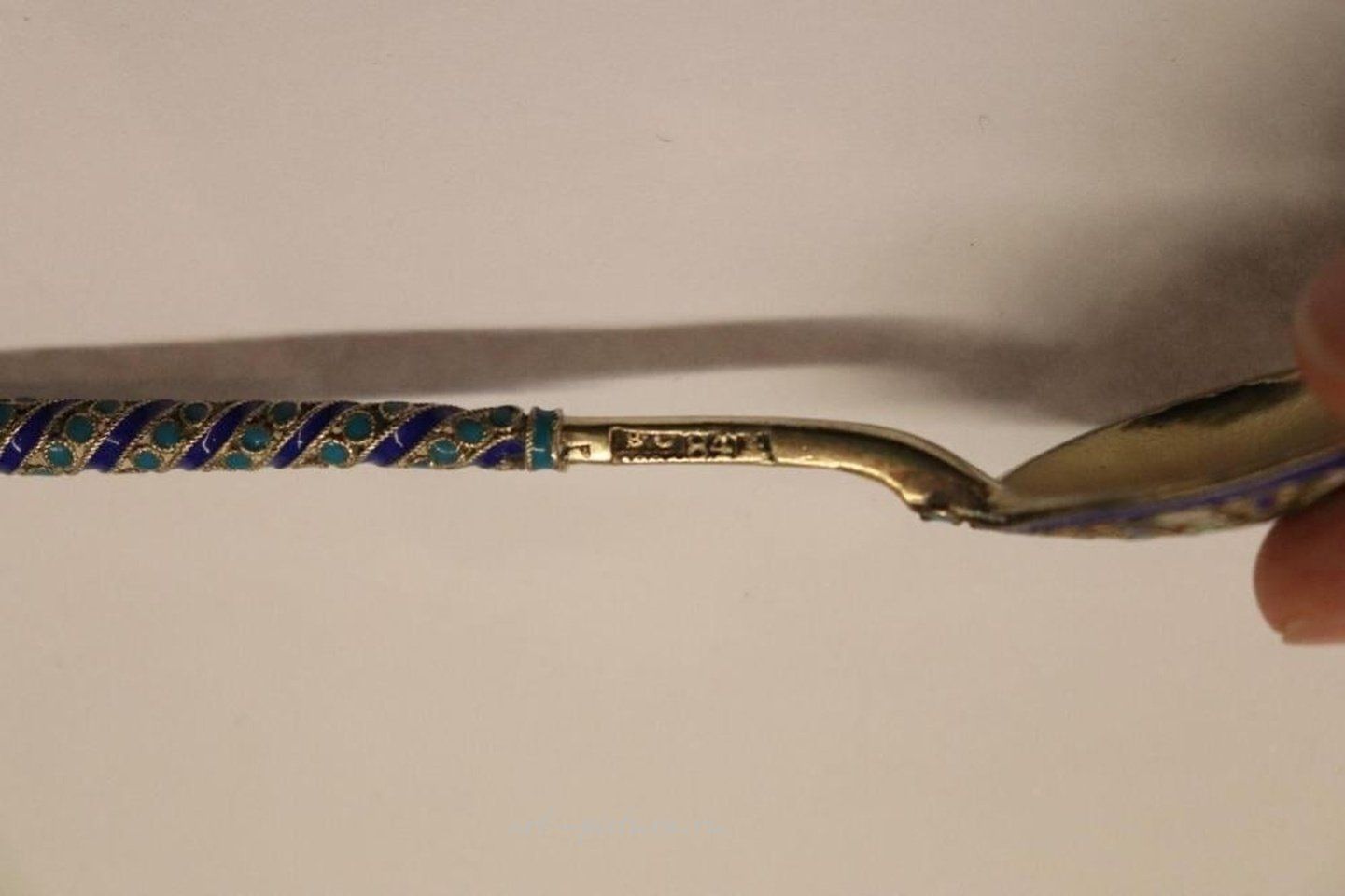 Русское серебро , Серебряная ложка - Шамплеве эмаль, клеймо 84 пробы "BC"