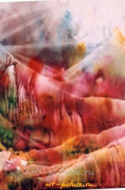 Горный пейзаж бумага акварель 