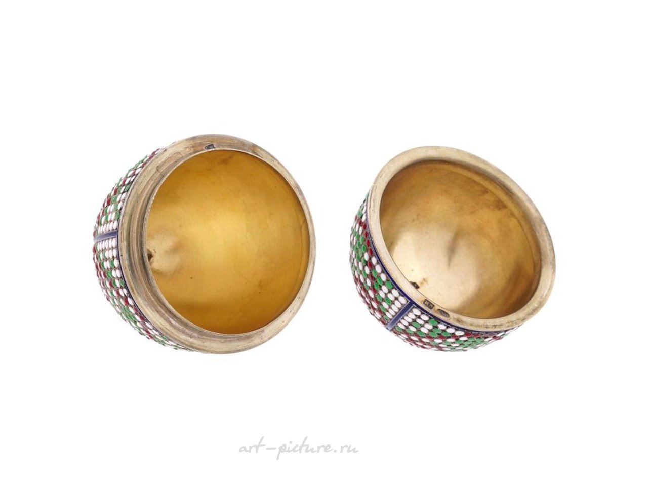 Русское серебро , Русская серебряная яйцевидная шкатулка с эмалью в технике клоизонне