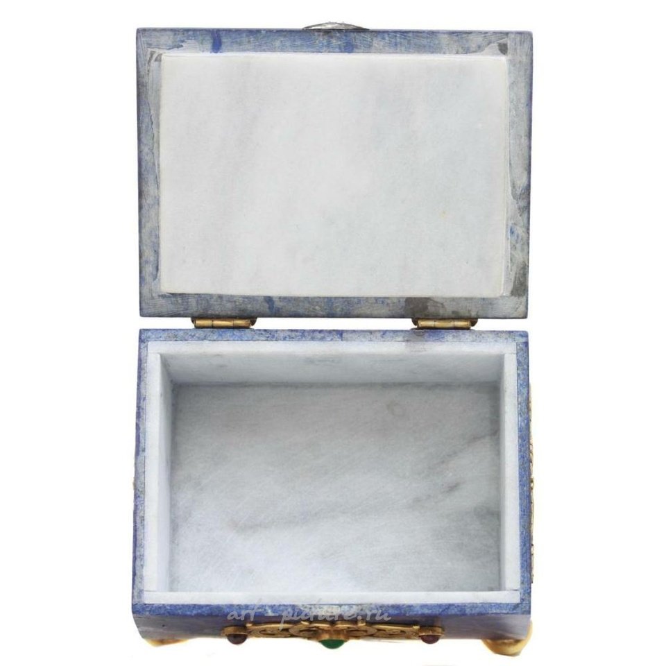 Русское серебро , Императорская русская ювелирная шкатулка из лазурита с позолоченным серебром