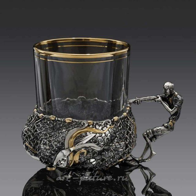 Подстаканник Старик и невод, серебро