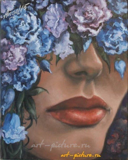 Девушка с цветами холст,масло 