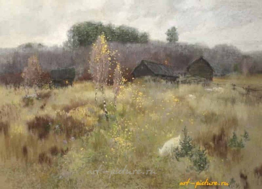 Осень. Картон, пастель, гуашь.