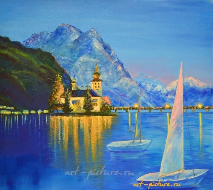 Гмунден Холст, масло translates to "Gmunden霍尔斯特，油画" in simplified Chinese.