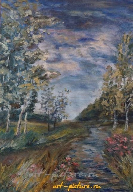 летний вечер перед грозой масло, холст 