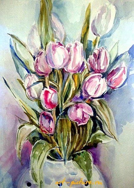 Привет весне бумага, акварель 