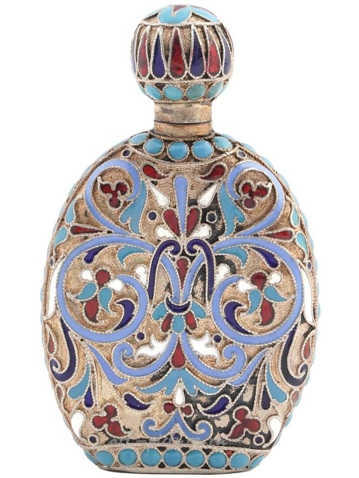 Русское серебро , Императорская русская серебряная эмалированная флакончик для духов