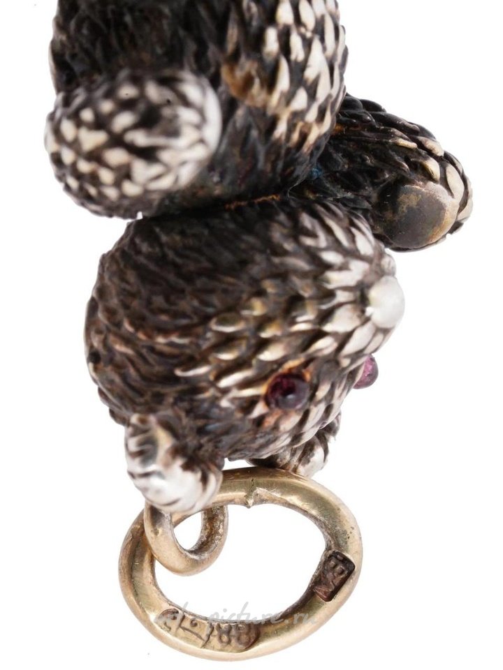 Russian silver , RUSSIAN 88 SILVER GILT AND RUBY TEDDY BEAR PENDANT