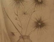 Цветы с паутинкой бумага,карандаш 