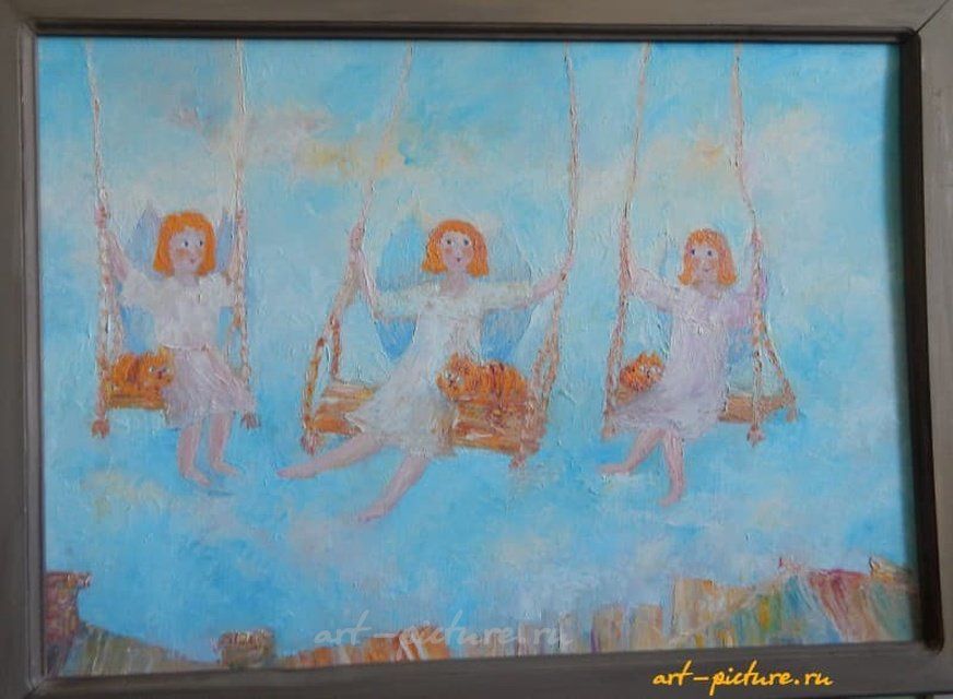 Ангельские души Масло, холст на картоне