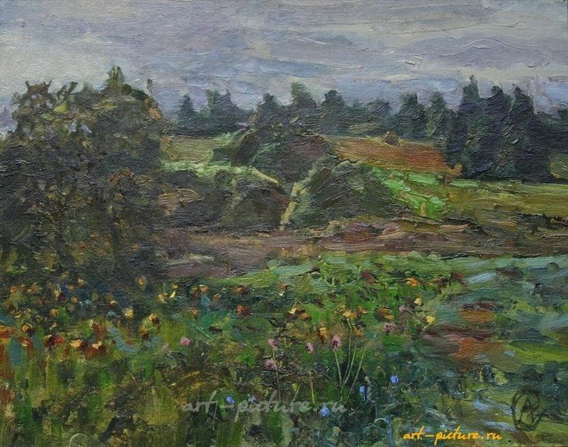 Конец лета. Картон, масло. 23 х 29 см