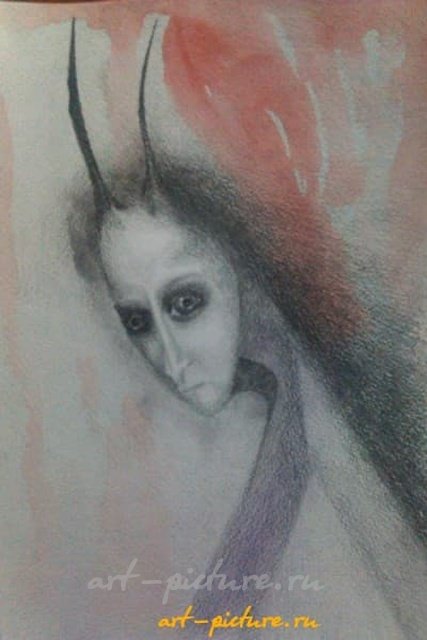 Рогатая акварель,карандаш,акварельная бумага 