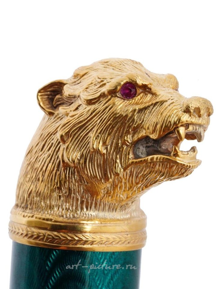 俄罗斯银 , 俄罗斯镀金银饰品，镶有宝石的雪茄剪。