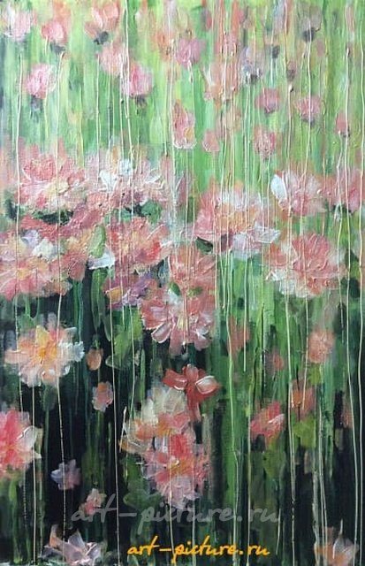 Астры цветут Холст, акрил 