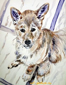 buy The text translates to "View from below, paper, watercolor."