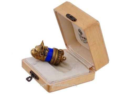 Русское серебро, Русская позолоченная серебряная эмаль, рубин и бриллианты - пилюльница