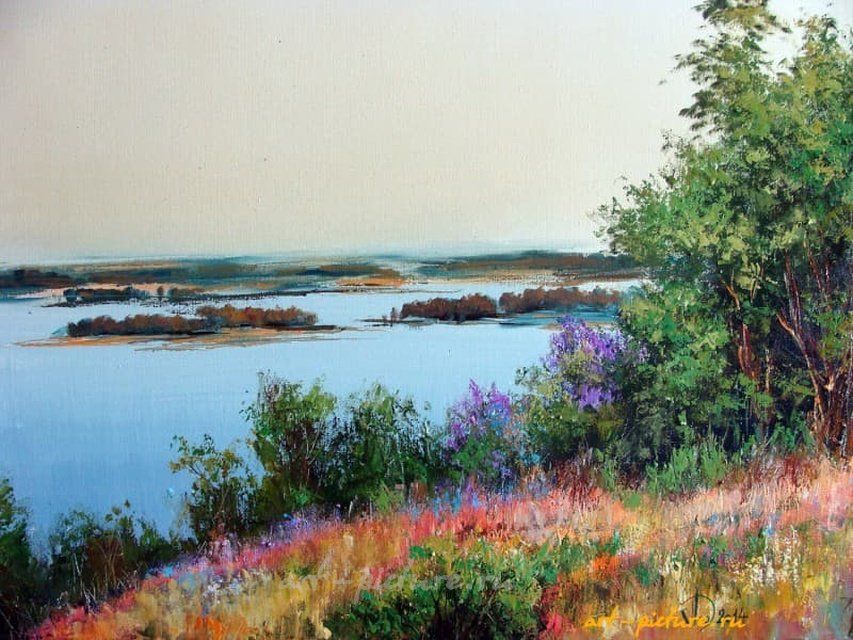 Весенняя Волга масло,холст