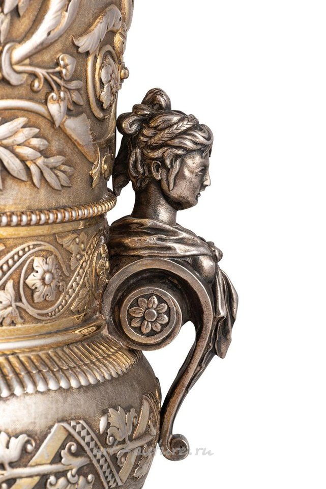 Russian silver , GOLDEN SILVER CENTERPIECE WITH ENAMEL AND PRESENTOIRE, MOS...