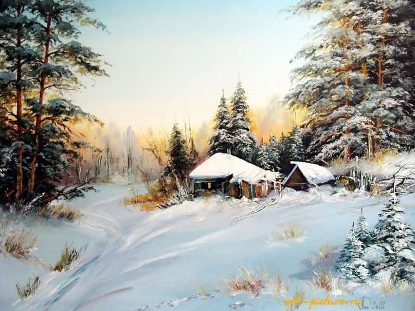 冬季早晨 油画，画布