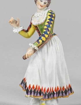 купить Танцующая Колумбина из итальянской комедии: фарфоровая фигурка Мейссена, 1924-1934 гг.