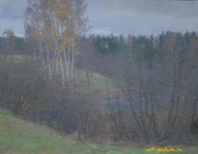 Пейзаж с березами. Картон, масло. 33 х 43 см