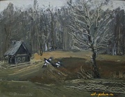 Октябрь. Картон, масло. 35 х 44 см