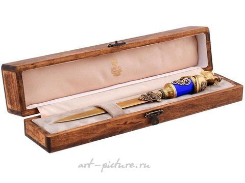 Русское серебро, Русский серебряный открыватель писем с позолотой и драгоценными камнями