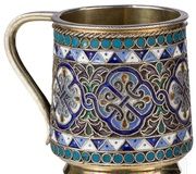 Русская чашка с эмалью клоизоне (чашка для водки), Москва, Россия...