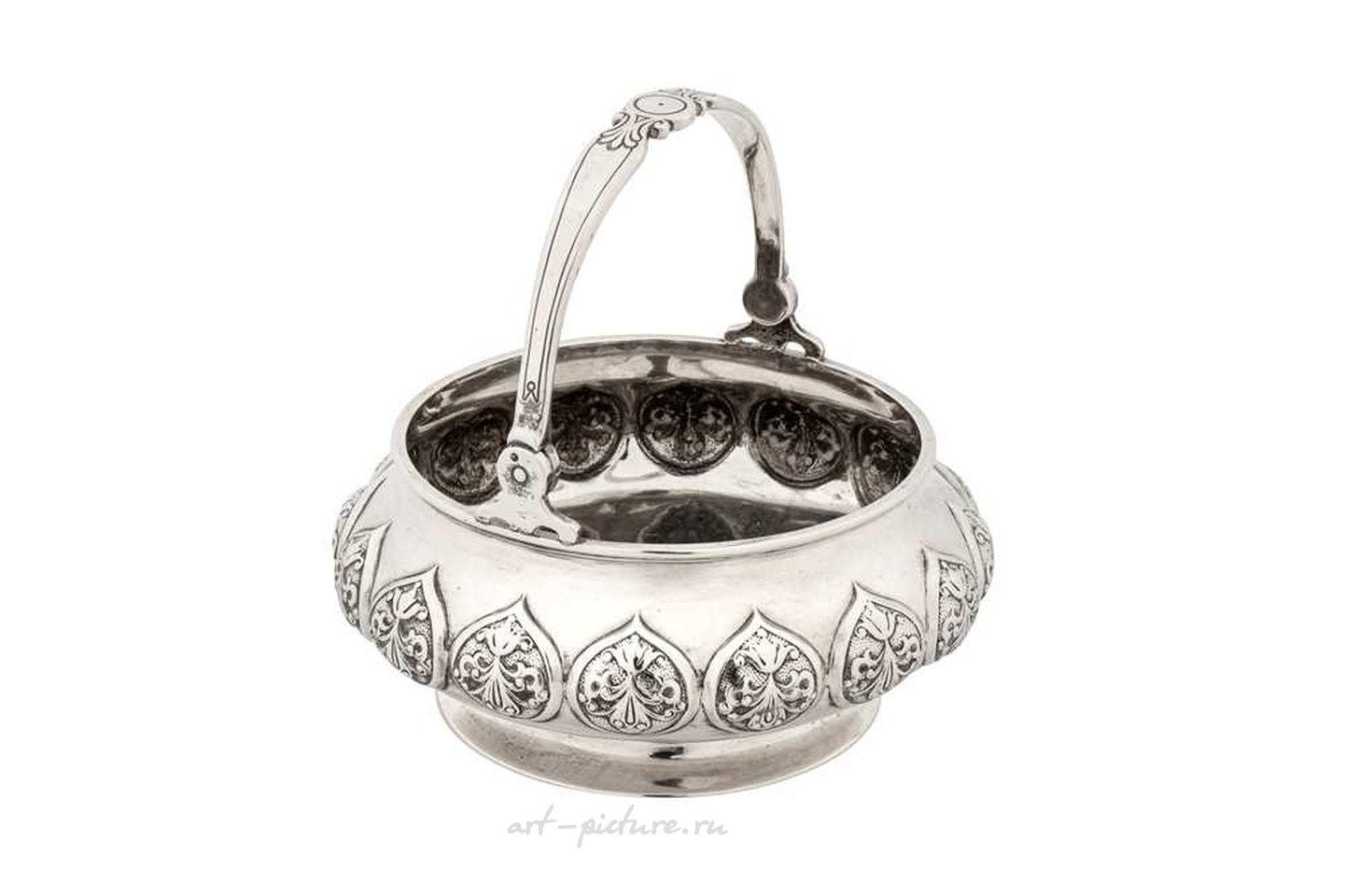 Русское серебро , Серебряная сахарная корзинка русского серебра 84 пробы начала XX века
